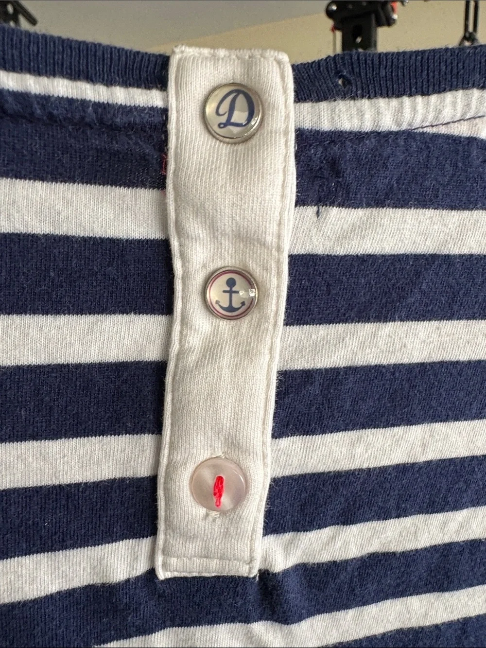 Girls Navy & White Striped Casual Dress with Polka Dot Skirt